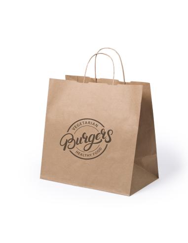 Bolsa de papel reciclado TAKE AWAY 80g/m2 kraft PERSONALIZABLE