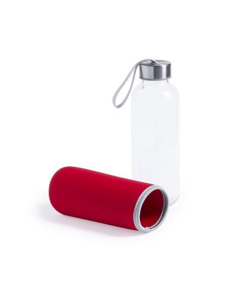 Botella agua de cristal Ploce con funda de neopreno sin BPA 420ml PERSONALIZABLE