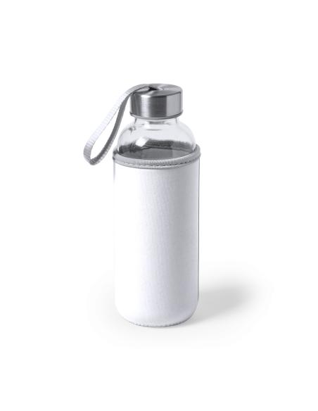 Botella agua de cristal Ploce con funda de neopreno sin BPA 420ml PERSONALIZABLE