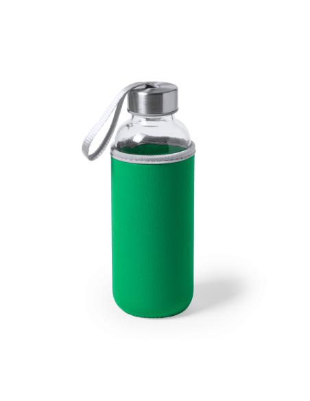 Botella agua de cristal Ploce con funda de neopreno sin BPA 420ml PERSONALIZABLE