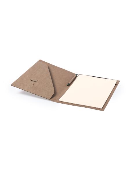Carpeta porta documentos A4 Rio de cartón reciclado con bolígrafo y libreta PERSONALIZABLE