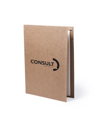 Carpeta porta documentos A4 Rio de cartón reciclado con bolígrafo y libreta PERSONALIZABLE