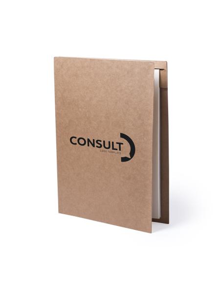 Carpeta porta documentos A4 Rio de cartón reciclado con bolígrafo y libreta PERSONALIZABLE