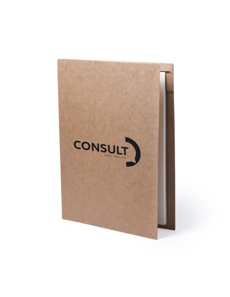 Carpeta porta documentos A4 Rio de cartón reciclado con bolígrafo y libreta PERSONALIZABLE