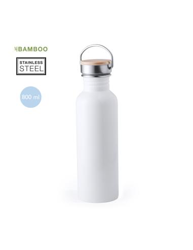 Botella agua de acero inoxidable Nasice con tapa de bambú sin BPA 800ml PERSONALIZABLE