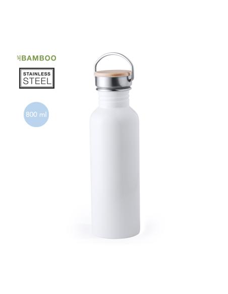 Botella agua de acero inoxidable Nasice con tapa de bambú sin BPA 800ml PERSONALIZABLE