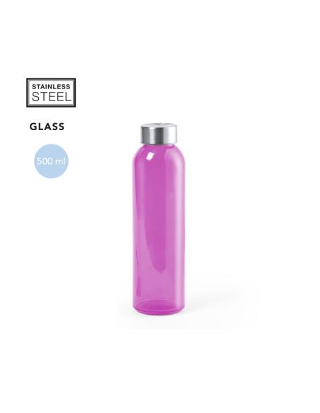 Botella de cristal Metkovic con tapa de acero inoxidable sin BPA colores 500ml PERSONALIZABLE