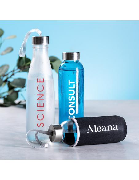 Botella de cristal Metkovic con tapa de acero inoxidable sin BPA colores 500ml PERSONALIZABLE