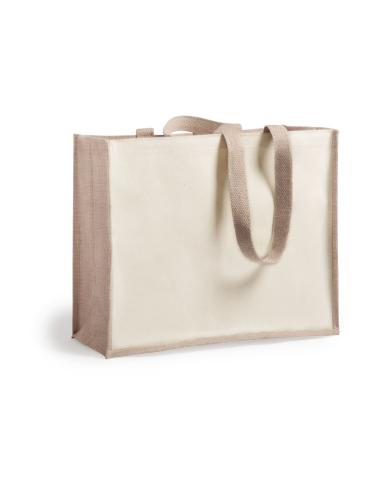Bolsa Mildura de yute y algodón laminado con fuelle y asas largas colores PERSONALIZABLE