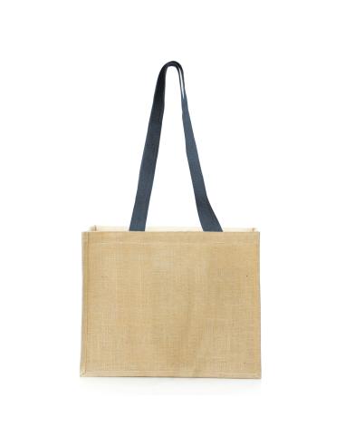 Bolsa Mildura de yute y algodón laminado con fuelle y asas largas colores PERSONALIZABLE