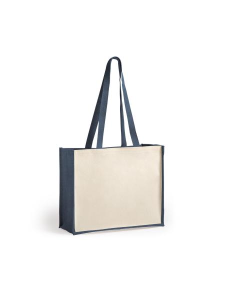 Bolsa Mildura de yute y algodón laminado con fuelle y asas largas colores PERSONALIZABLE