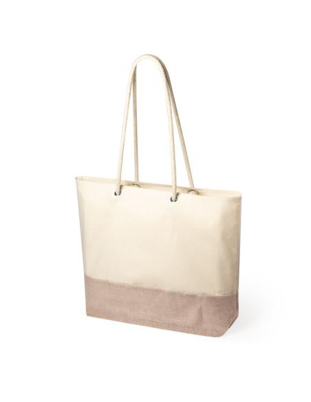 Bolsa Mainz de yute y algodón con asas largas natur PERSONALIZABLE