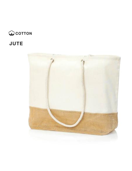 Bolsa Mainz de yute y algodón con asas largas natur PERSONALIZABLE