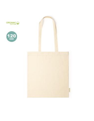 Bolsa de tela Logroño algodón orgánico 120g/m2 natur asas largas PERSONALIZABLE