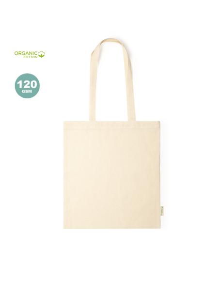 Bolsa de tela Logroño algodón orgánico 120g/m2 natur asas largas PERSONALIZABLE
