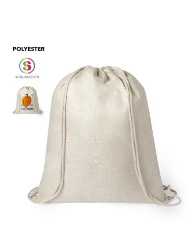 Bolsa de tela Santander poliéster con cuerdas especial sublimación PERSONALIZABLE