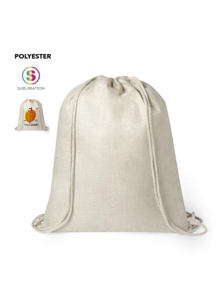 Bolsa de tela Santander poliéster con cuerdas especial sublimación PERSONALIZABLE