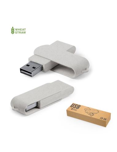 Memoria USB de caña de trigo Novalja giratoria 16GB PERSONALIZABLE