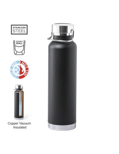 Botella agua de acero inoxidable Semarang doble capa tapón con asa 650ml PERSONALIZABLE