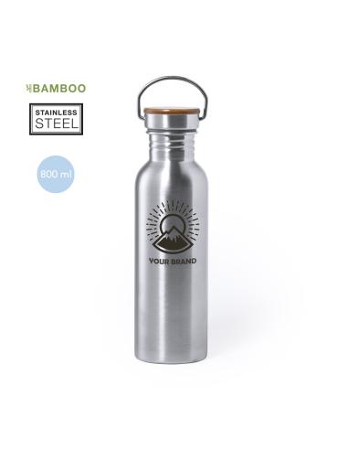 Botella agua de acero inoxidable Palma sin BPA 800ml PERSONALIZABLE
