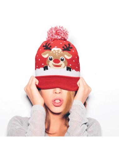 Gorro de punto navideño renos Warsaw PERSONALIZABLE