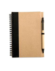 Libreta espiral Sarajevo de papel reciclado y boli de papel y ABS PERSONALIZABLE