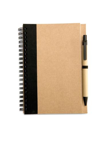 Libreta espiral Sarajevo de papel reciclado y boli de papel y ABS PERSONALIZABLE