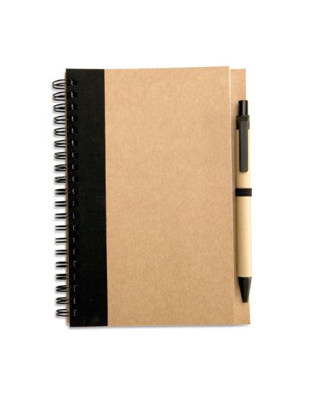 Libreta espiral Sarajevo de papel reciclado y boli de papel y ABS PERSONALIZABLE