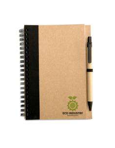 Libreta espiral Sarajevo de papel reciclado y boli de papel y ABS PERSONALIZABLE 2