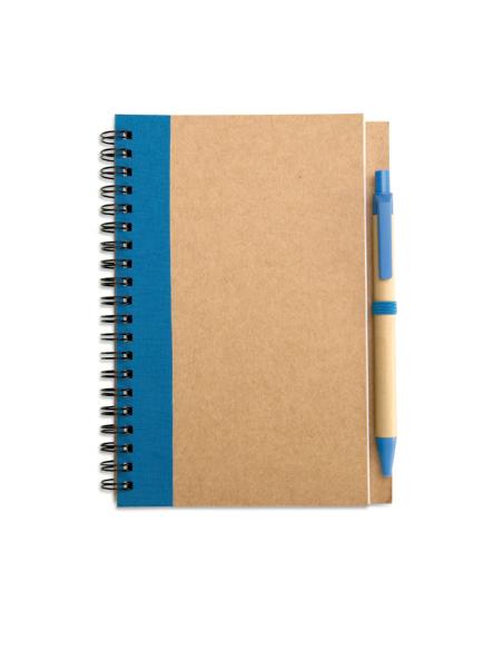 Libreta espiral Sarajevo de papel reciclado y boli de papel y ABS PERSONALIZABLE