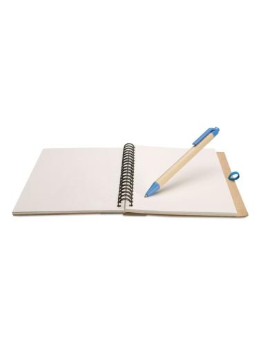 Libreta espiral Sarajevo de papel reciclado y boli de papel y ABS PERSONALIZABLE