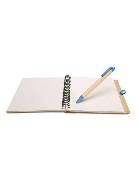 Libreta espiral Sarajevo de papel reciclado y boli de papel y ABS PERSONALIZABLE