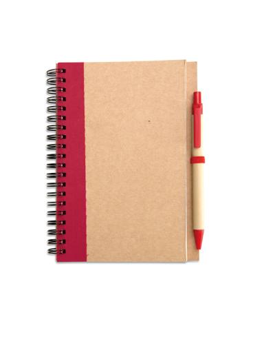 Libreta espiral Sarajevo de papel reciclado y boli de papel y ABS PERSONALIZABLE