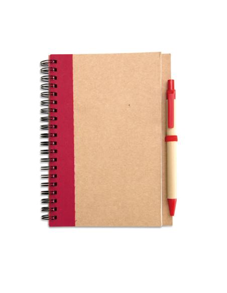 Libreta espiral Sarajevo de papel reciclado y boli de papel y ABS PERSONALIZABLE