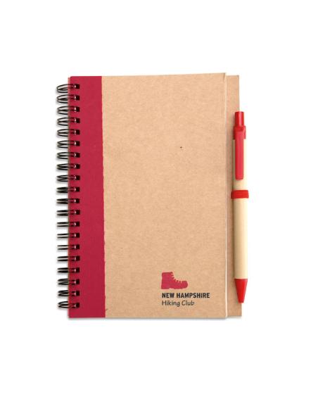 Libreta espiral Sarajevo de papel reciclado y boli de papel y ABS PERSONALIZABLE