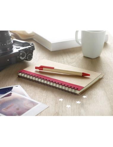Libreta espiral Sarajevo de papel reciclado y boli de papel y ABS PERSONALIZABLE