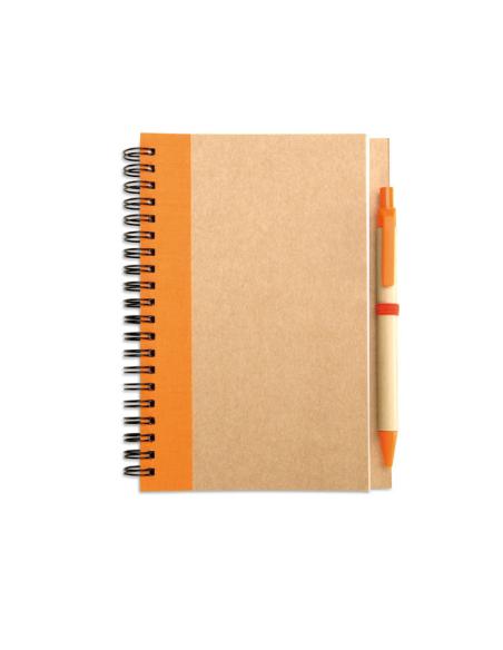 Libreta espiral Sarajevo de papel reciclado y boli de papel y ABS PERSONALIZABLE