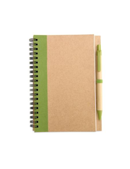Libreta espiral Sarajevo de papel reciclado y boli de papel y ABS PERSONALIZABLE