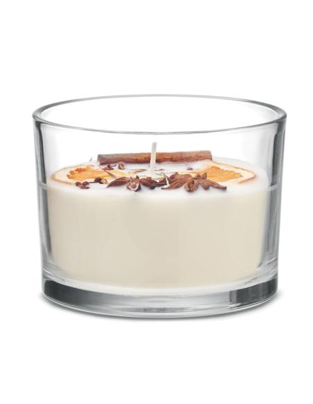 Vela vegetal cítricos canela Scunthorpe en vaso de cristal PERSONALIZABLE