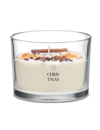 Vela vegetal cítricos canela Scunthorpe en vaso de cristal PERSONALIZABLE