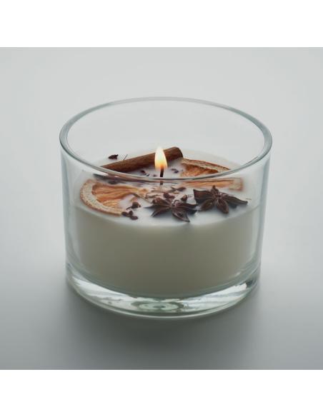 Vela vegetal cítricos canela Scunthorpe en vaso de cristal PERSONALIZABLE