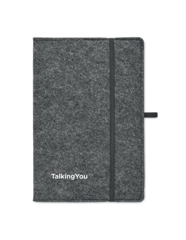 Libreta A5 con cubierta de fieltro RPET Worthing PERSONALIZABLE