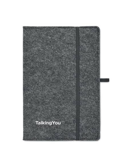 Libreta A5 con cubierta de fieltro RPET Worthing PERSONALIZABLE