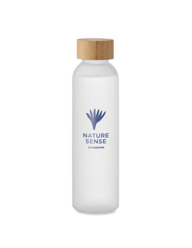 Botella de cristal esmerilado Ankara con tapa de bambú sin BPA colores 500ml PERSONALIZABLE