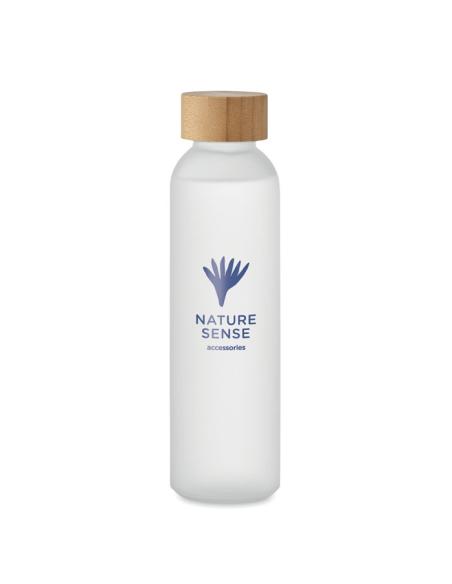 Botella de cristal esmerilado Ankara con tapa de bambú sin BPA colores 500ml PERSONALIZABLE