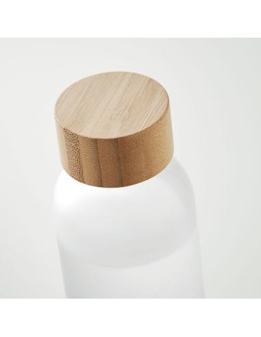 Botella de cristal esmerilado Ankara con tapa de bambú sin BPA colores 500ml PERSONALIZABLE