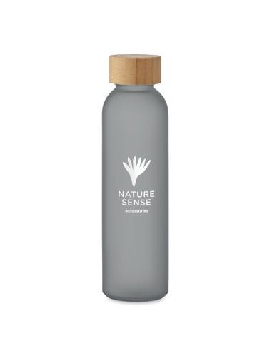 Botella de cristal esmerilado Ankara con tapa de bambú sin BPA colores 500ml PERSONALIZABLE
