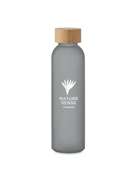 Botella de cristal esmerilado Ankara con tapa de bambú sin BPA colores 500ml PERSONALIZABLE