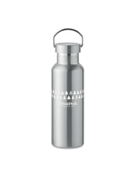 Botella agua de acero inoxidable reciclado Italy doble capa tapa con asa sin BPA 500ml PERSONALIZABLE