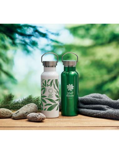 Botella agua de acero inoxidable reciclado Italy doble capa tapa con asa sin BPA 500ml PERSONALIZABLE